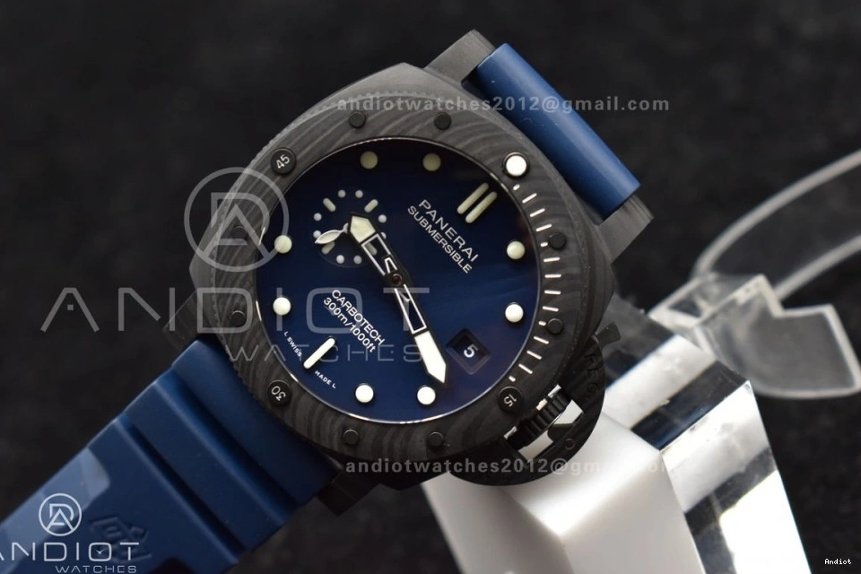 1:1 Blue PAM1232 on Rubber P900 Blue Edition W Best Dial Carbotech SBF Strap 1203